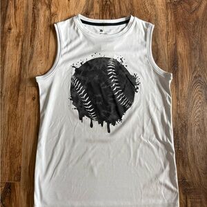 Light Grey Sleeveless Baseball Graphic Tee